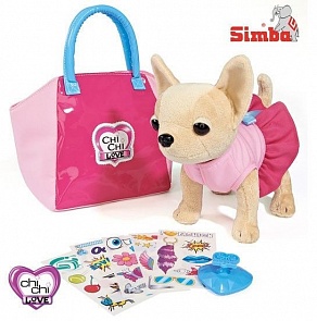 Плюшевая собачка Чихуахуа с сумочкой и набором для декорирования, 20 см. (Simba, 5892313)